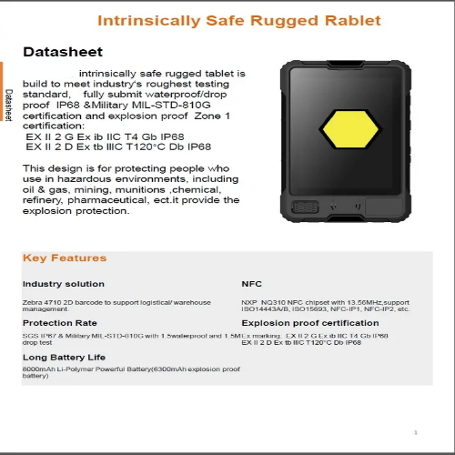 Enviro Test Construct Industrial Explosion-Proof Computer Rugged Tablet